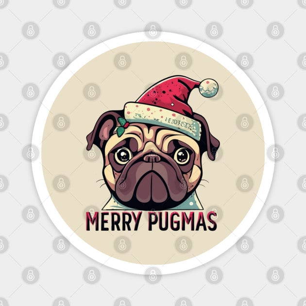 Merry Christmas pug dog lover Magnet by Japanese Fever